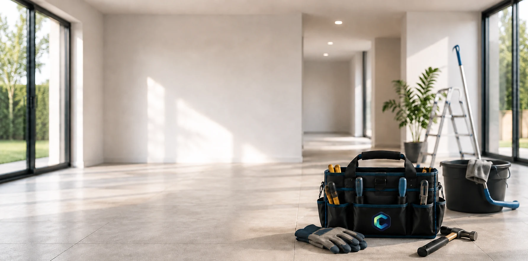 Heller Innenraum mit Werkzeugtasche von CL Hausservice